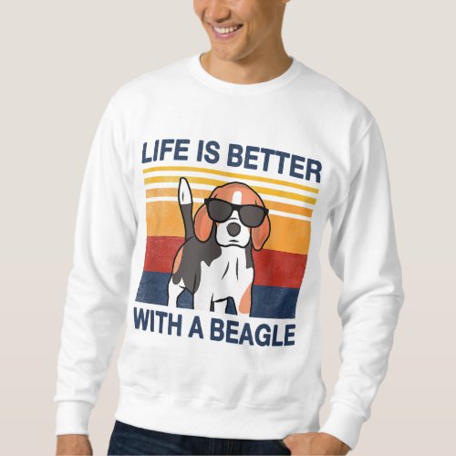 Life is better with a Beagle Vintage Dog Design Pu Sweatshirt