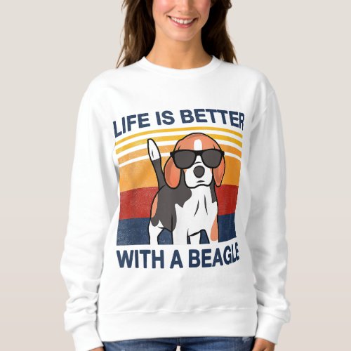 Life is better with a Beagle Vintage Dog Design Pu Sweatshirt