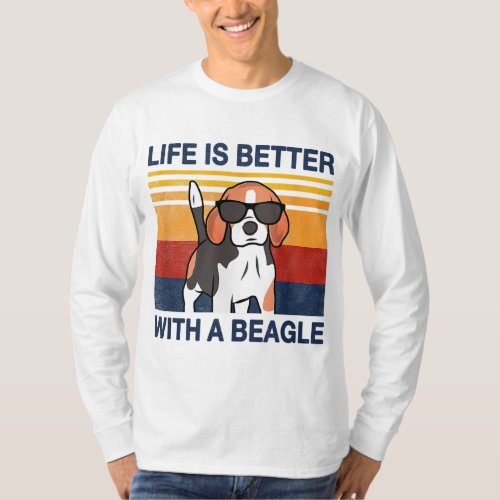 Life is better with a Beagle Vintage Dog Design Pu T_Shirt