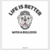 English Bulldog face silhouette - Bully dog breed bias - red and black  Sticker for Sale by smooshfaceutd