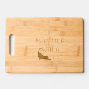 Life Is Better With A Cat - Cat Lovers Engraved Cutting Board