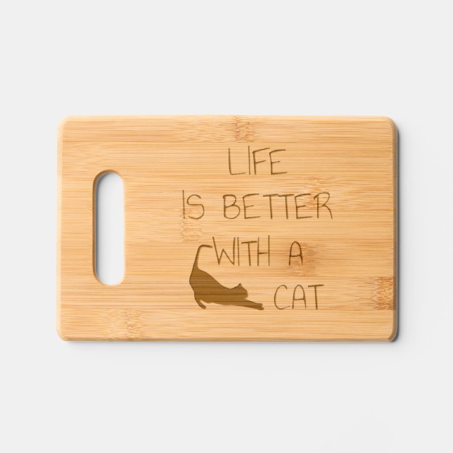 Life Is Better With A Cat - Cat Lovers    Engraved Cutting Board (Front)