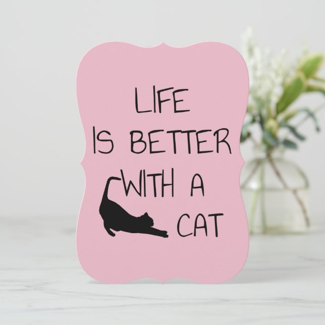 Life Is Better With A Cat - Cat Lovers    Thank You Card (Standing Front)