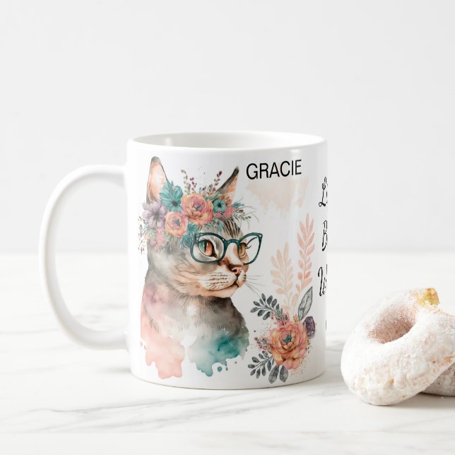 Life Is Better With A Cat Custom Gift Pet Lover Coffee Mug (With Donut)