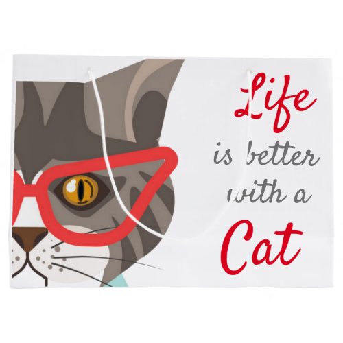 Life Is Better With A Cat Custom  Large Gift Bag