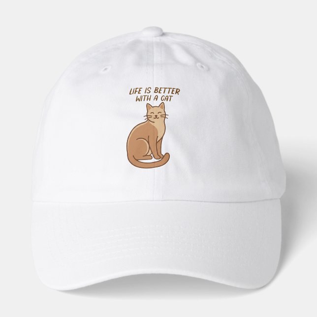 Life Is Better With a Cat – Cute Cat Lover Design Hat (Front)