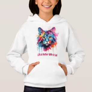 Life is better with a cat. Cute colorful cat Hoodie
