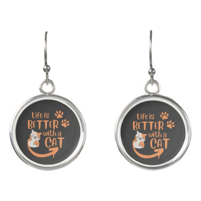 life is better with a cat earrings (Front)
