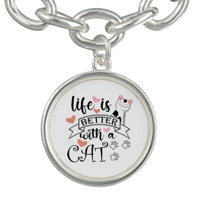 Life is Better With a Cat quote slogan Bracelet (Design)