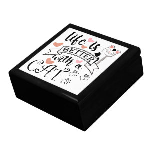 Life is Better With a Cat quote slogan Gift Box