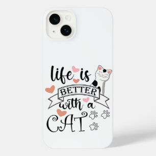 Life is Better With a Cat quote slogan iPhone 14 Plus Case