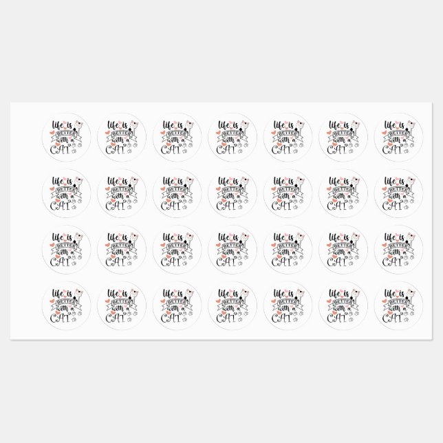 Life is Better With a Cat quote slogan Labels (Sheet)
