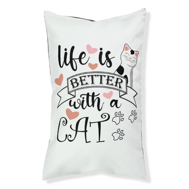 Life is Better With a Cat quote slogan Pet Bed (Front Vertical)