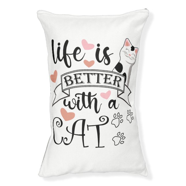 Life is Better With a Cat quote slogan Pet Bed (Front Vertical)