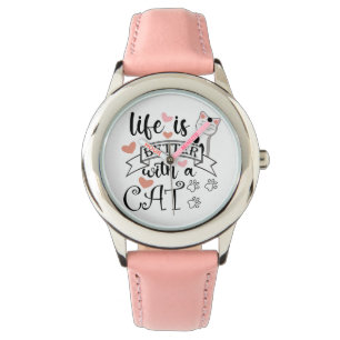 Life is Better With a Cat quote slogan Watch