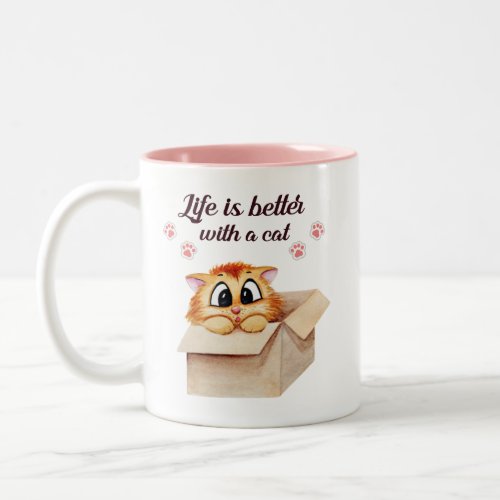 Life Is Better With A Cat Two_Tone Coffee Mug