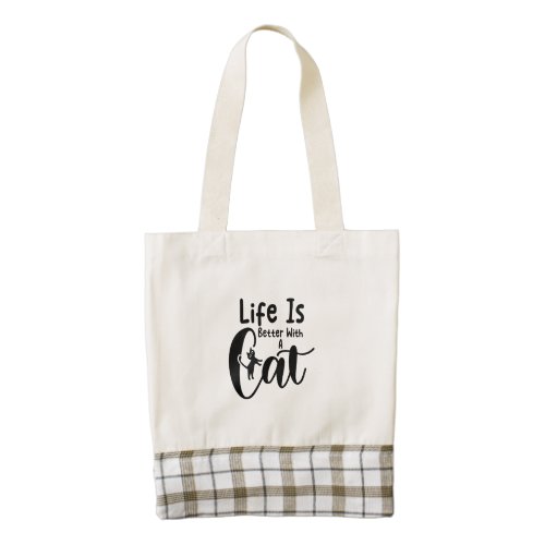 Life is better with a cat zazzle HEART tote bag