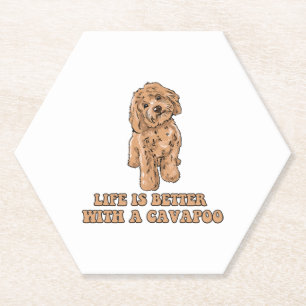 Life Is Better With A Cavapoo - Funny Dog Lover 1 Paper Coaster
