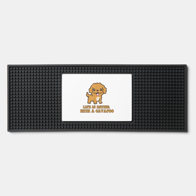 Life Is Better With A Cavapoo - Funny Dog Lover   Bar Mat (Front)