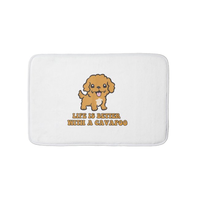 Life Is Better With A Cavapoo - Funny Dog Lover   Bath Mat (Front)