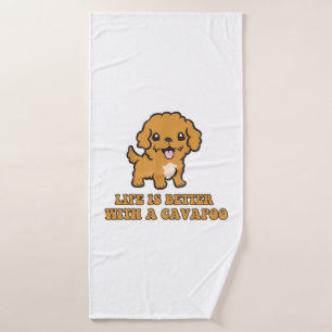 Life Is Better With A Cavapoo - Funny Dog Lover   Bath Towel