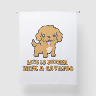 Life Is Better With A Cavapoo - Funny Dog Lover Sheer Curtains