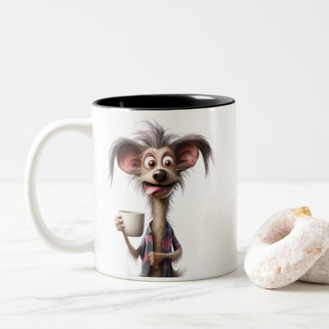 LIFE IS BETTER WITH A COFFEE, DOG Two-Tone COFFEE MUG (With Donut)