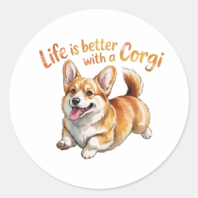 Life Is Better With A Corgi Funny Sticker Corgi Lo (Front)