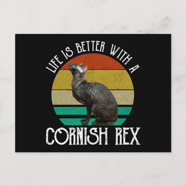 Life Is Better With A Cornish Rex Postcard (Front)