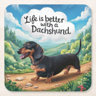 Life Is Better With A Dachshund Square Paper Coaster