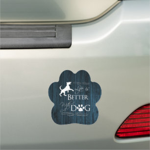 Life is better with a Dog Car Magnet - Blue