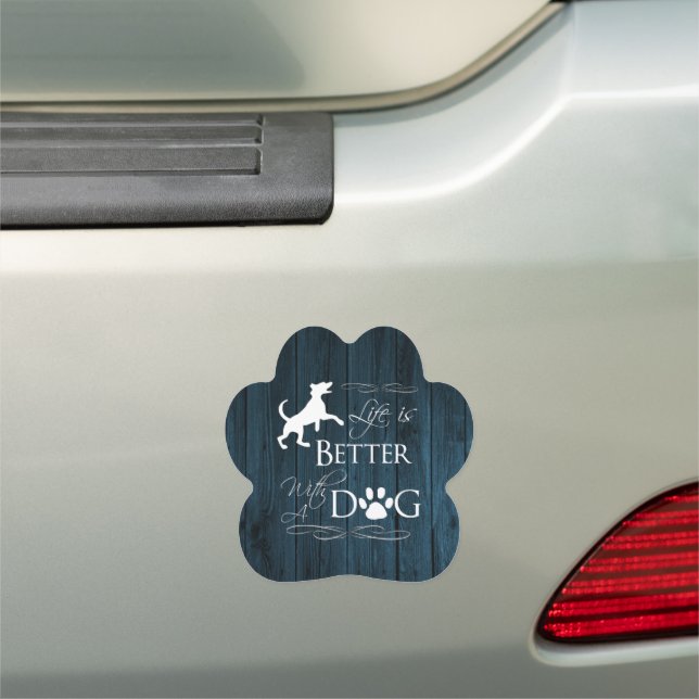 Life is better with a Dog Car Magnet - Blue (In Situ)