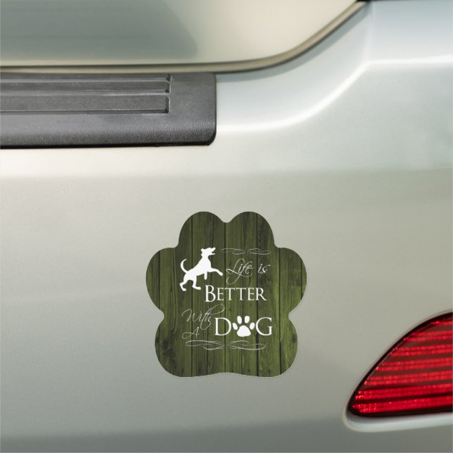 Life is better with a Dog Car Magnet - Green (In Situ)