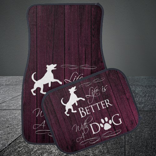 Life is better with a Dog Car Mats _ Magenta