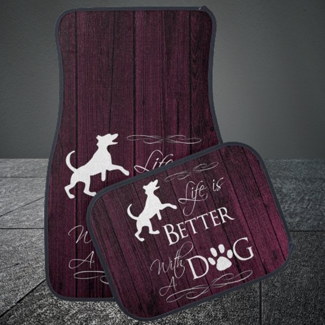 Life is better with a Dog Car Mats - Magenta (Magenta Life is better with a Dog Car Mats)