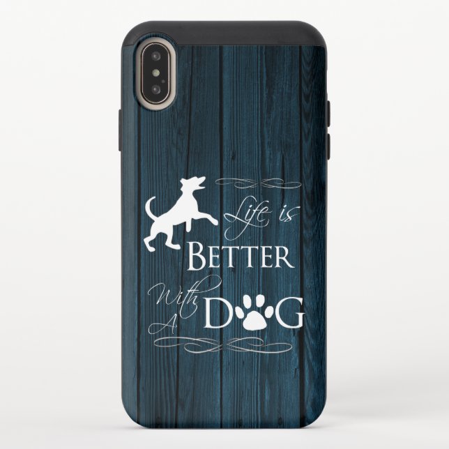 Life is better with a Dog iPhone Case - Blue (Back)