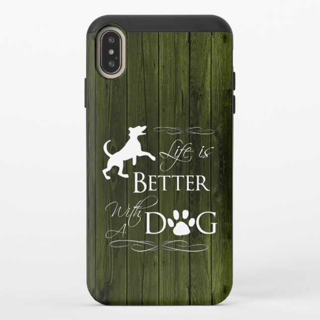 Life is better with a Dog iPhone Case - Green (Back)