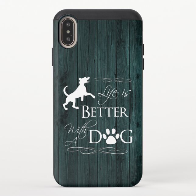 Life is better with a Dog iPhone Case - Teal (Back)