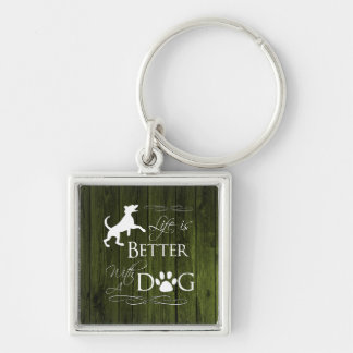 Life is better with a Dog Keychain - Green