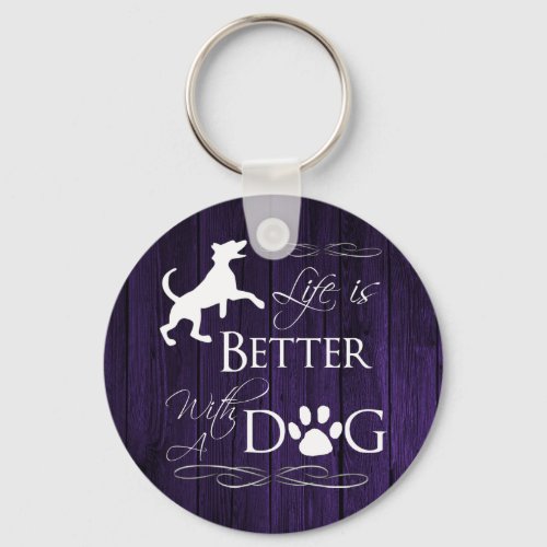 Life is better with a Dog Keychain _ Purple