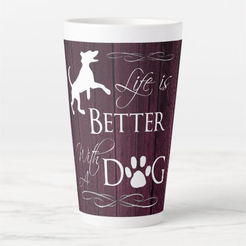 Life is better with a Dog Latte Mug _ Magenta