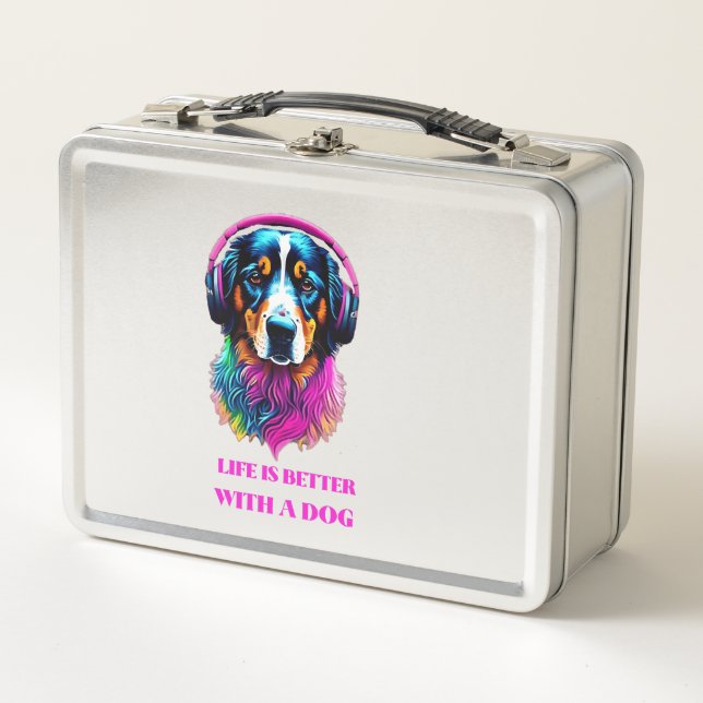 Life is Better with a Dog Metal Lunch Box (Front)