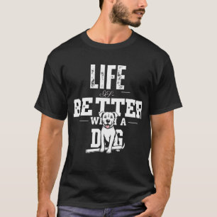 Life is better with a dog modern gray and white T-Shirt