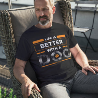 Life is better with a dog modern gray and white Tri-Blend shirt