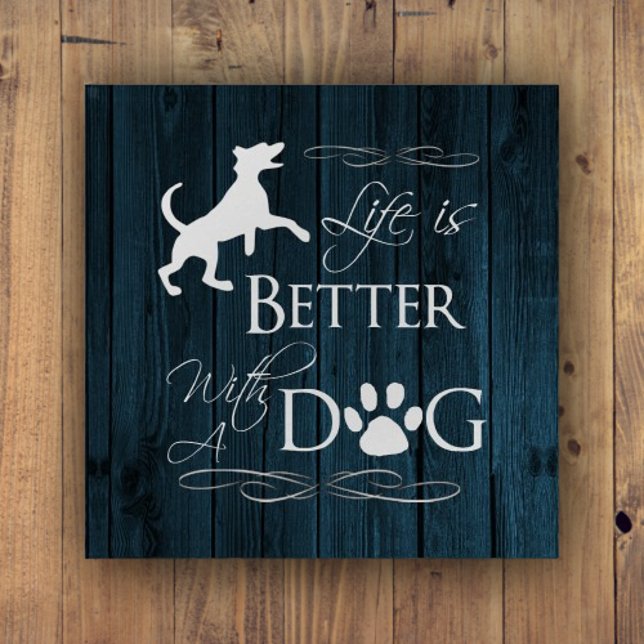 Life is better with a Dog Paperweight - Blue (Blue Life is better with a Dog Paperweight)