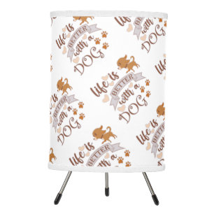 Life is Better With a Dog quote funny chihuahua Tripod Lamp