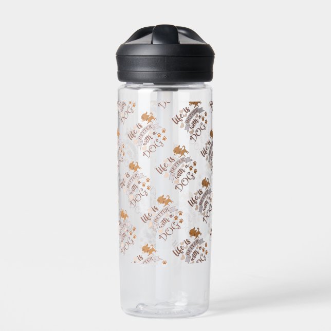 Life is Better With a Dog quote funny chihuahua Water Bottle (Front)