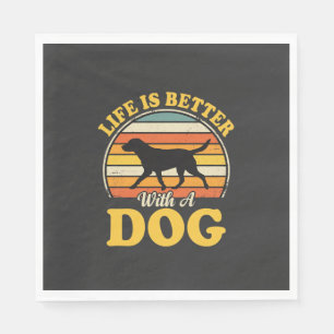 Life Is Better With A Dog Retro Napkins