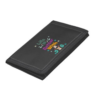 Life is better with a dog tri-fold wallet