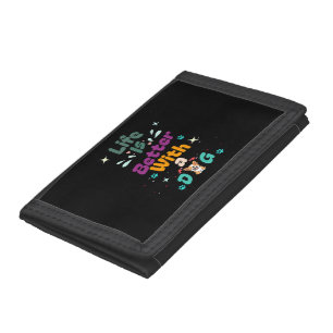 Life is better with a dog tri-fold wallet